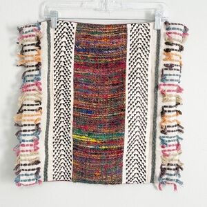 LOLOI Square Multicolor Woven Ethnic Stripes Textured Pillow Cover 18” X 18”